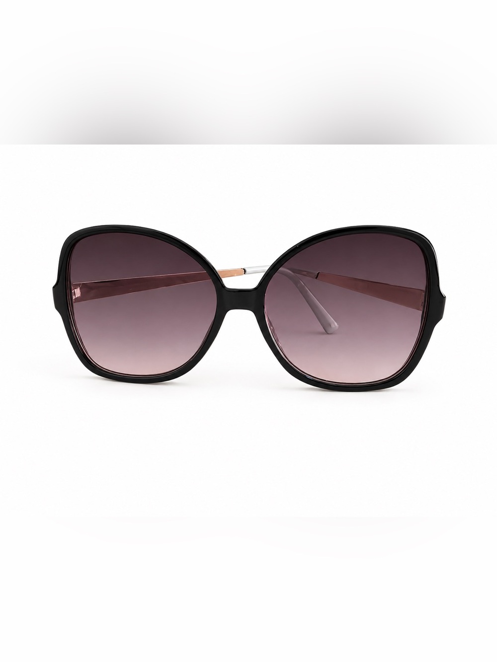 Women's Oversized Black Frame Sunglasses with Gradient Purple Lenses